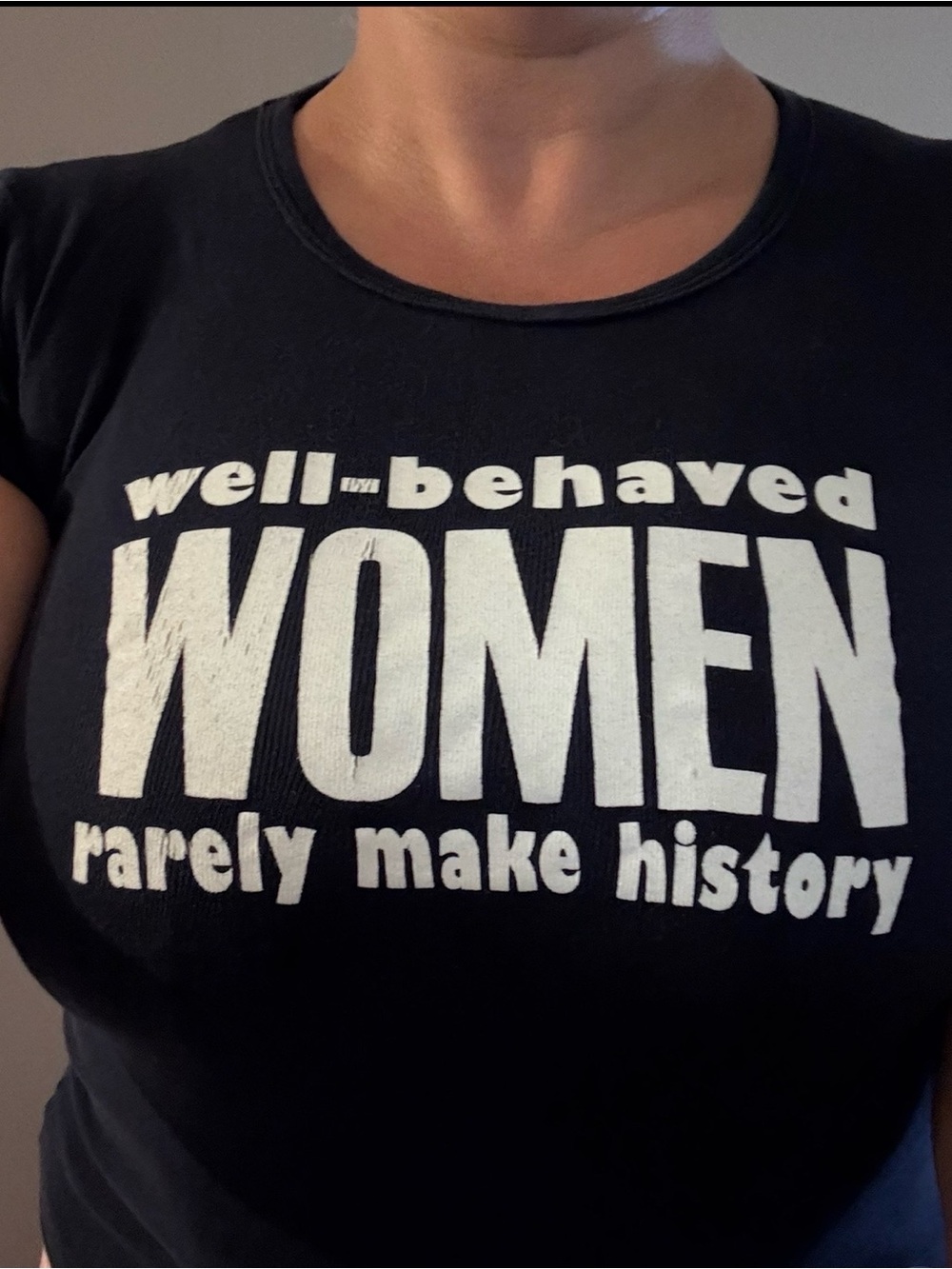 Well-Behaved Women Graphic Tee - Navy size small